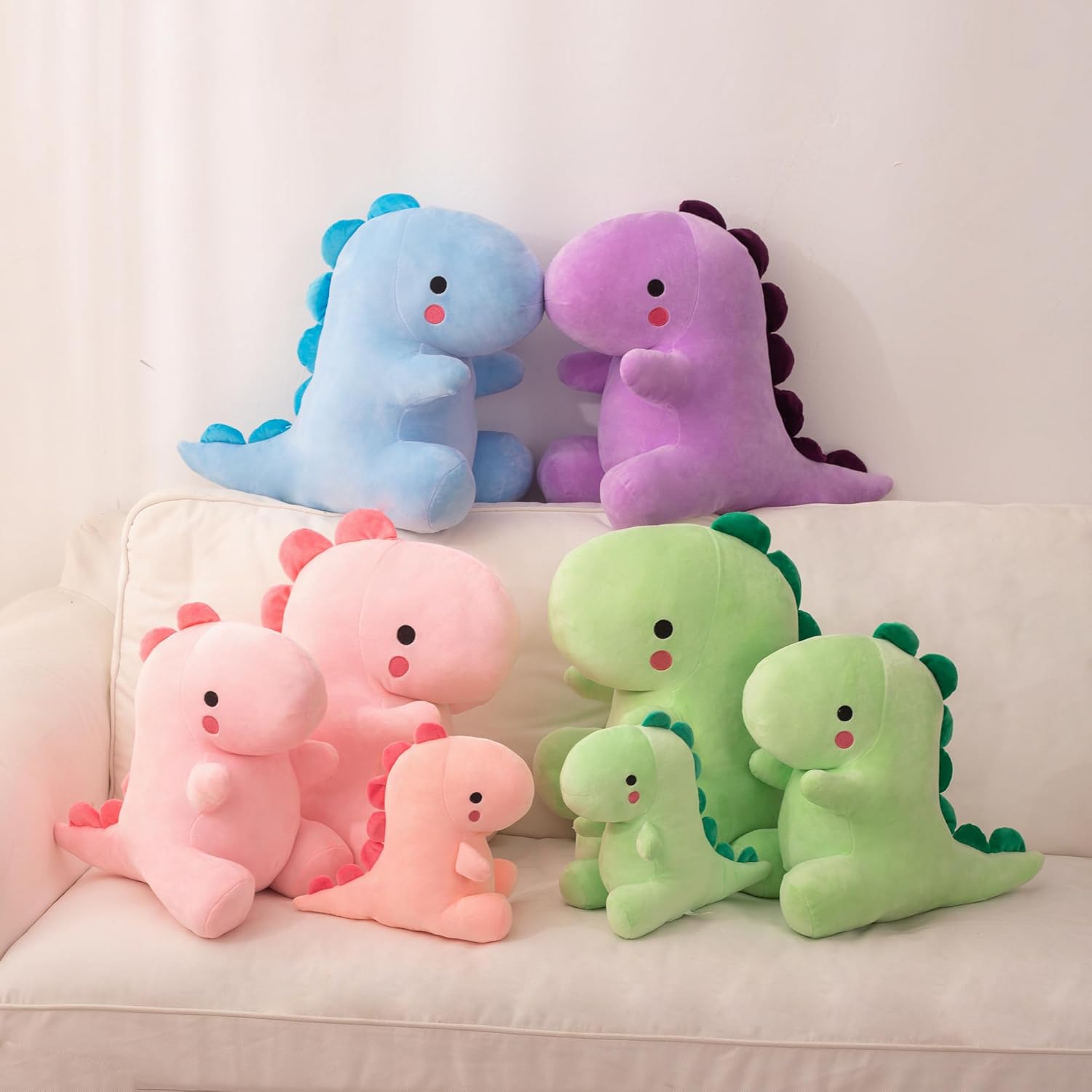 Plush Dinosaur Stuffed Animal Cute Toys Anime Dinosaur Soft Throw Pillow Gift for Children Boys Girls Blue 10.8 inch - Image 11