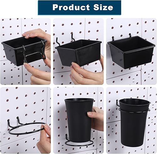 Miniatura 5 de Gisafai 278 piezas de accesorios de tablero de clavijas de 14, incluye cubos de tablero de clavijas y vasos, cestas de metal para tablero de