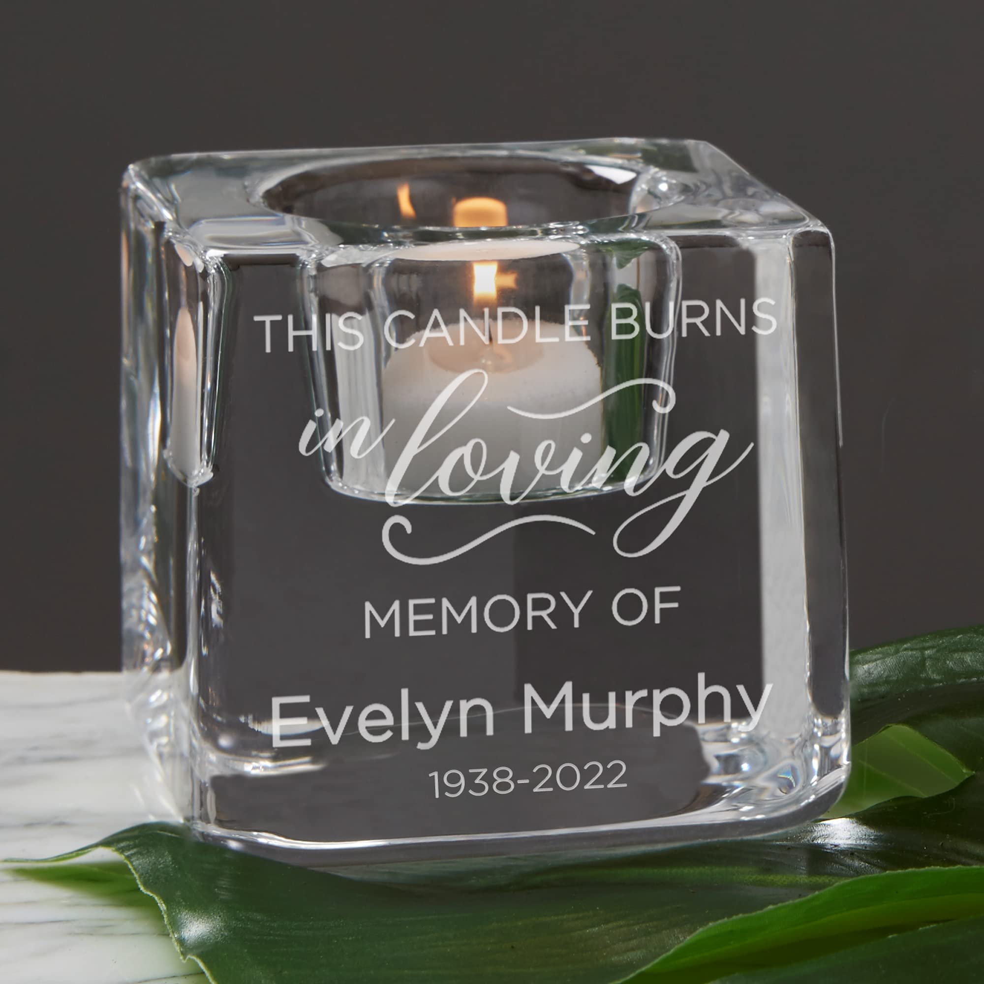 Personalization UniverseOrrefors Engraved Memorial Ice Cube Votive Candle Holder