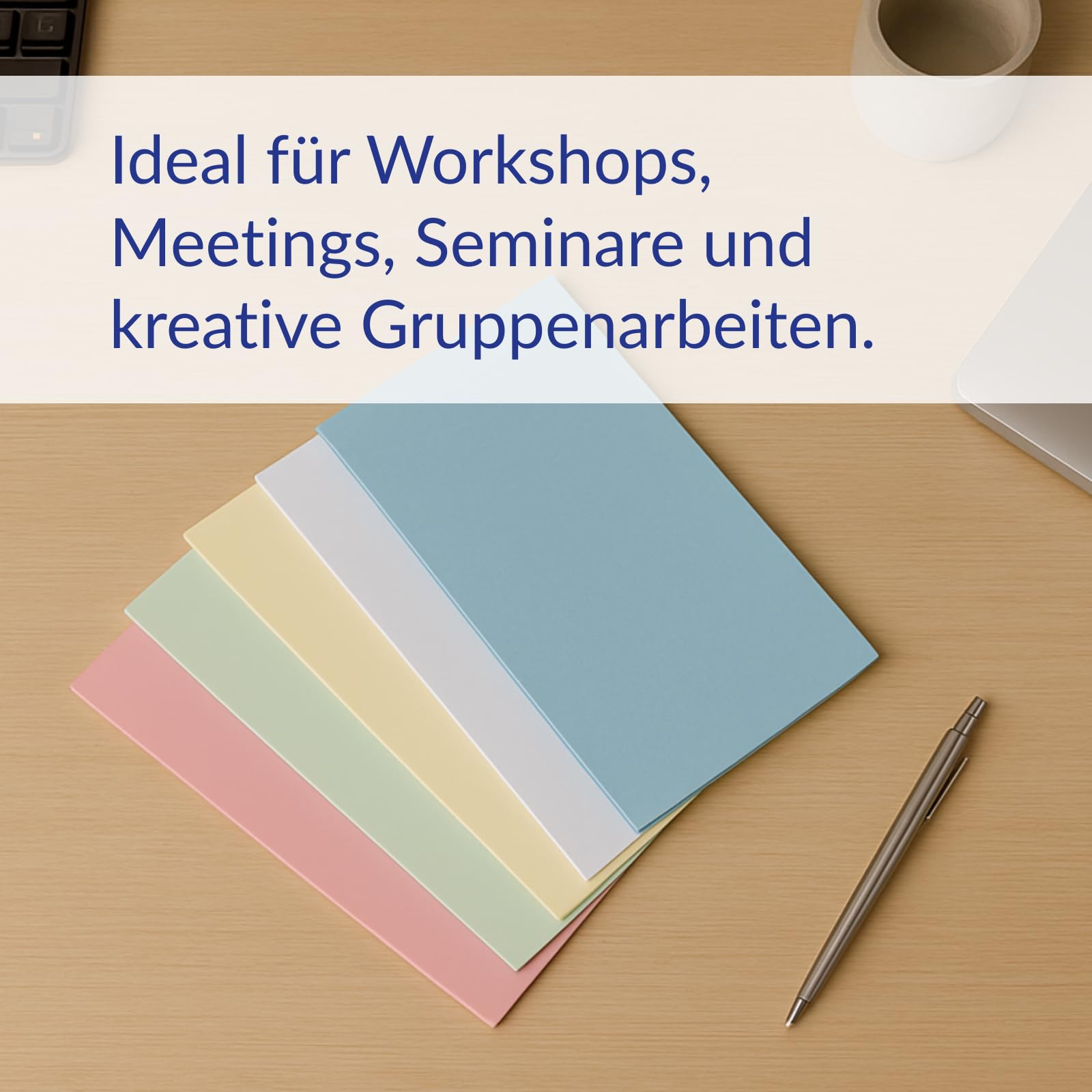 Westcott Moderationskarten 200 Stück Pastellfarben Mix (15er-Pack) | Robuste Karteikarten 190gr/m² | Format 10,5 x 20 cm ideal für Moderationskoffer, Workshops, Seminare | E-733324 00