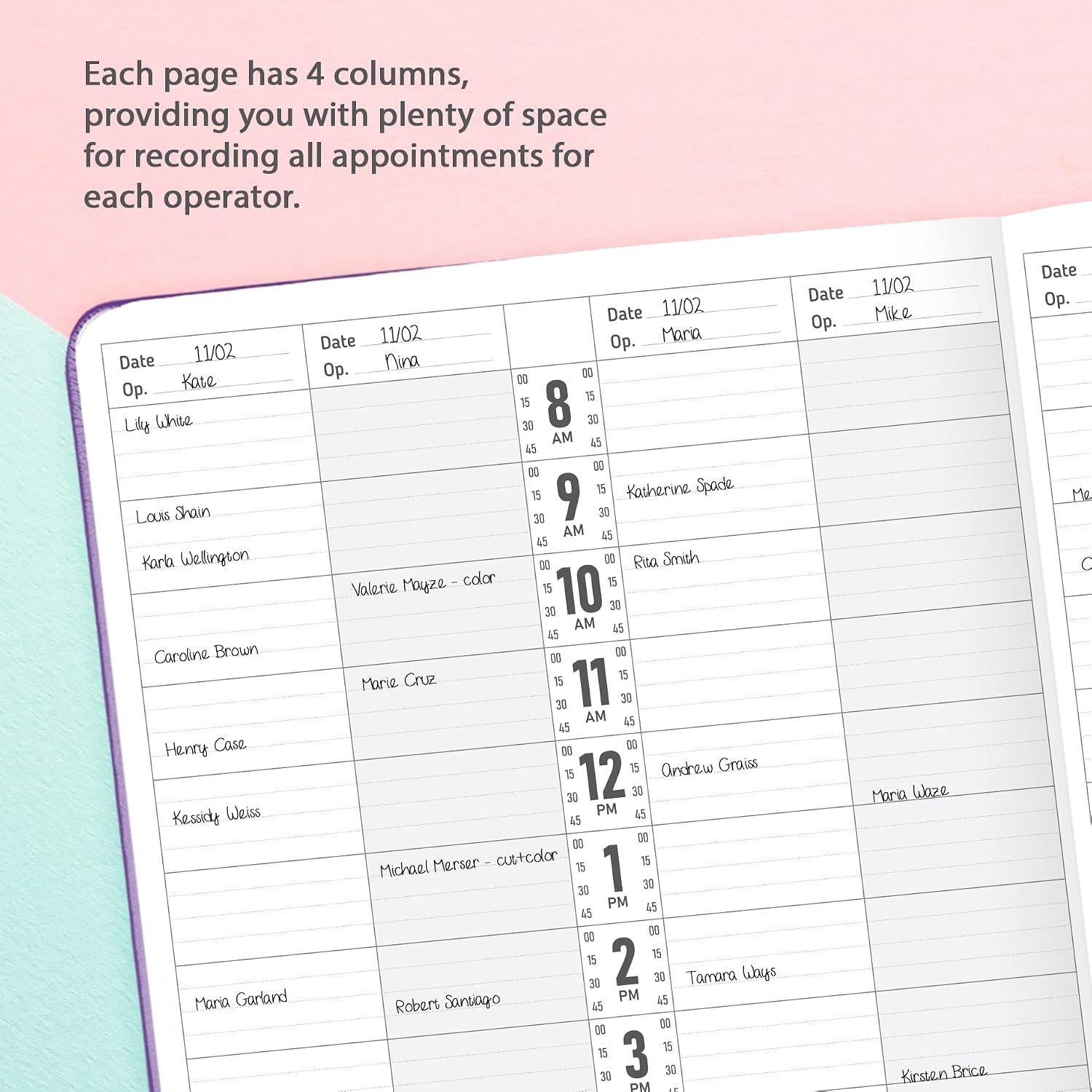 GoGirl Salon Appointment Book, Reservation Book for Beauty Salons Spas, Hair Stylists, Estheticians, Appt Booking Planner - Image 5