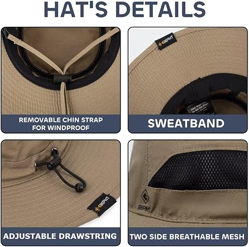 Miniatura 3 de Fishing Hat for Mens Sun Hat Wide Brim Bucket Hat SPF UV Protection XL XXL Large Size Big Head Hiking Beach Safari