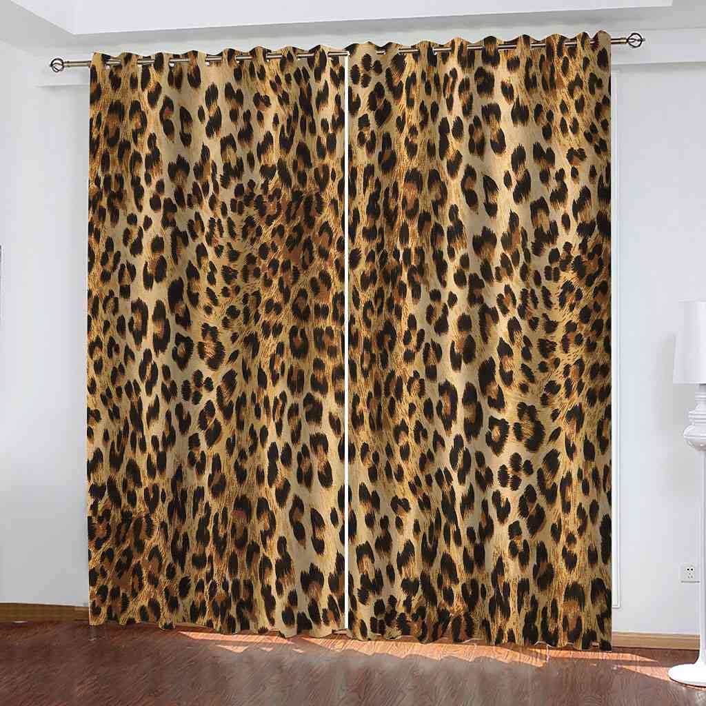 Rideau Salon 264x160 cm Léopard : Décoration Tendance pour Chambre d'enfants et Cuisine