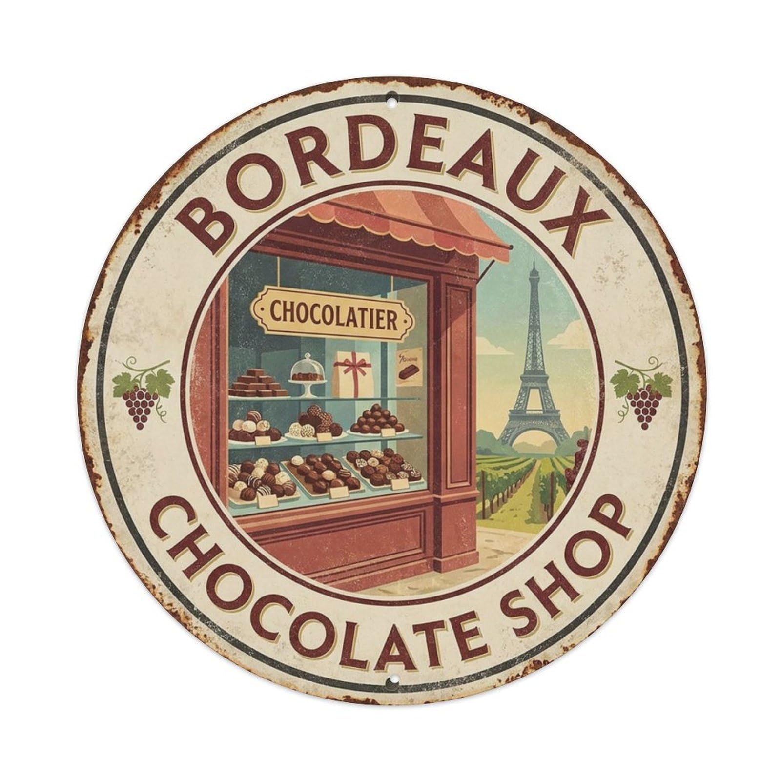 Chocolate Shop Food Market Travel France Bordeaux Metal Tin Sign