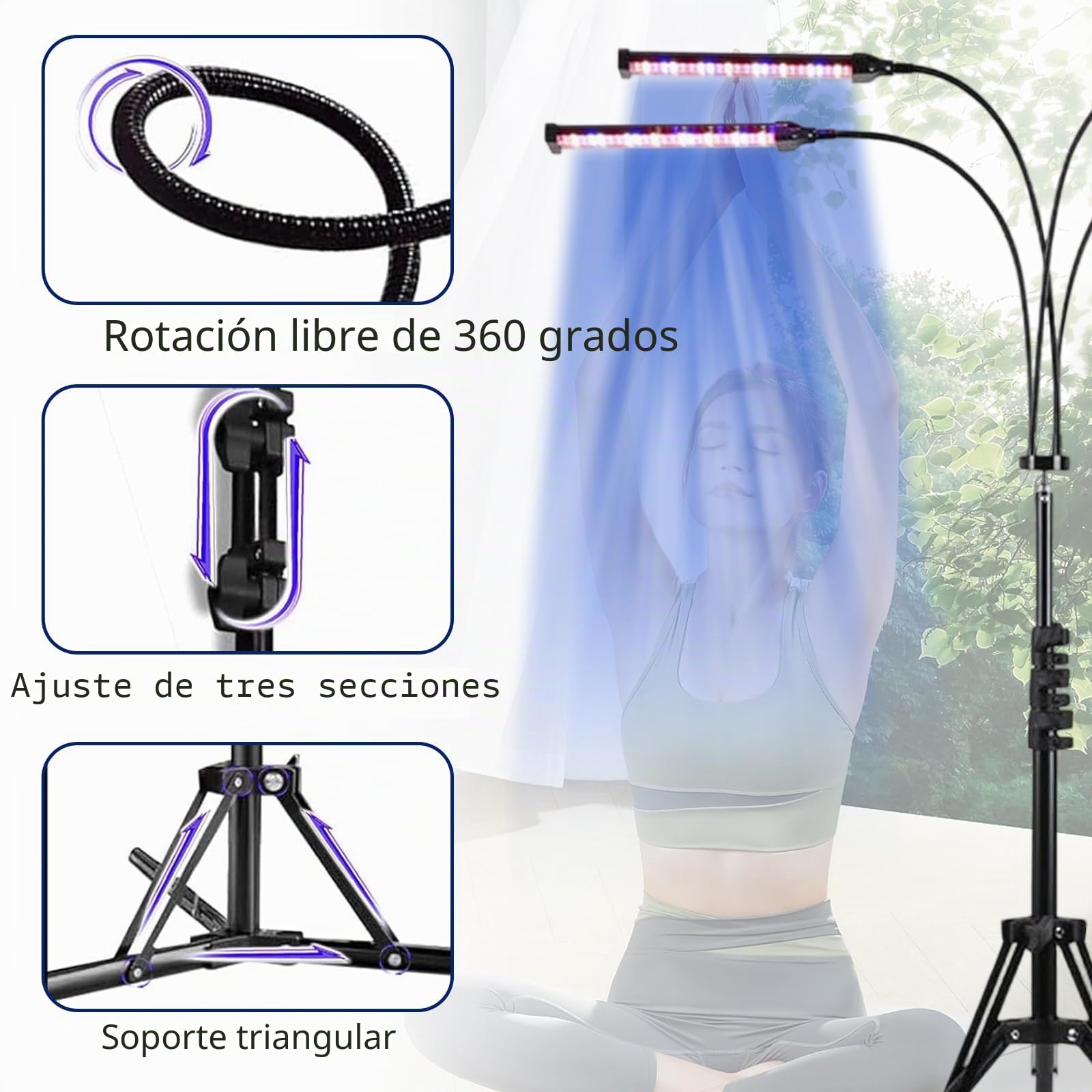 Solarium 60W 460NM 490NM Luz Azul Bronceadora Doble Soporte 432 LEDes Cuerpo Cara