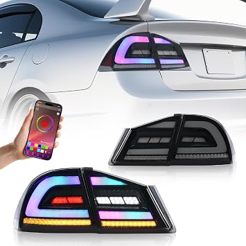 Archaic Tail Lights Assembly Compatible with 8th Gen Honda Civic | FD1 FD2 Type R FD3 2006-2011,Japanese version Civic Tail Lamp with Start Up Animation & Sequential Turn Signal