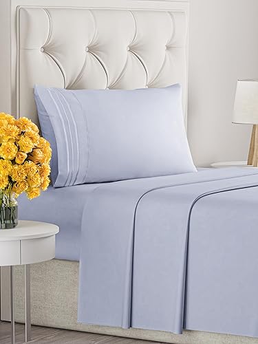 Vista 51 de Juego de sábanas de 4 piezas tamaño king, extrasuaves, transpirables y refrescantes con esquinas profundas, sábanas de fácil ajuste y sin arrugas