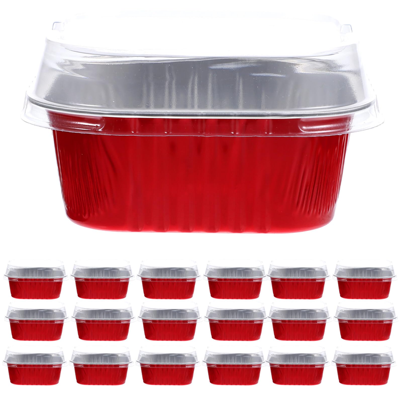Toyvian 40 Cajas de Pastel de Aluminio para Hornear Tapa Alta, 300 Ml, Color Rojo, Moldes para Repostería y Postres, Recipientes Resistentes al Calor para Picnic y Almacenamiento