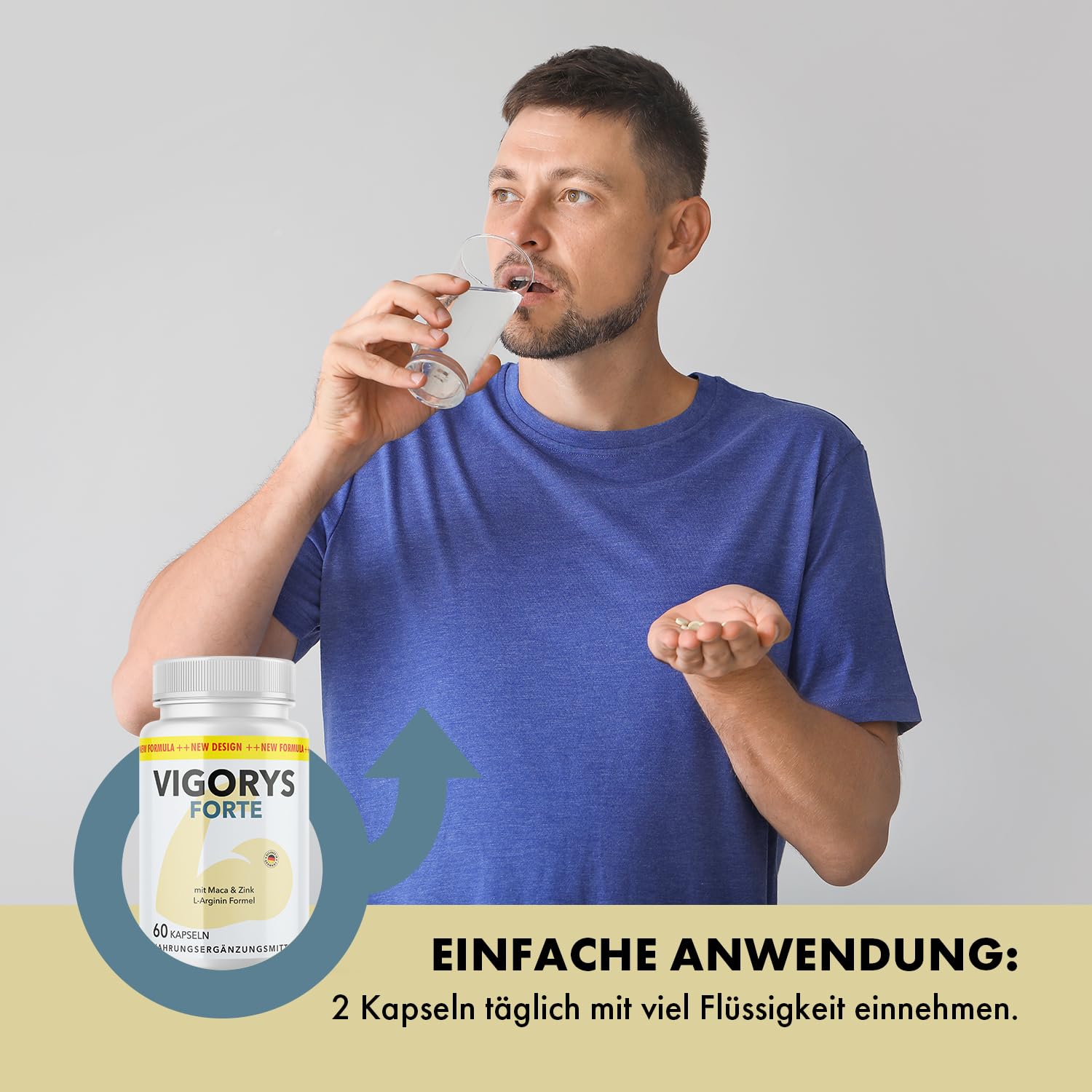 Vigorys Forte Kapseln | mit L-Arginin, L-Citrullin sowie Maca, Traubenkernextrakt und Zink | 60 Kapseln Inhalt pro Dose