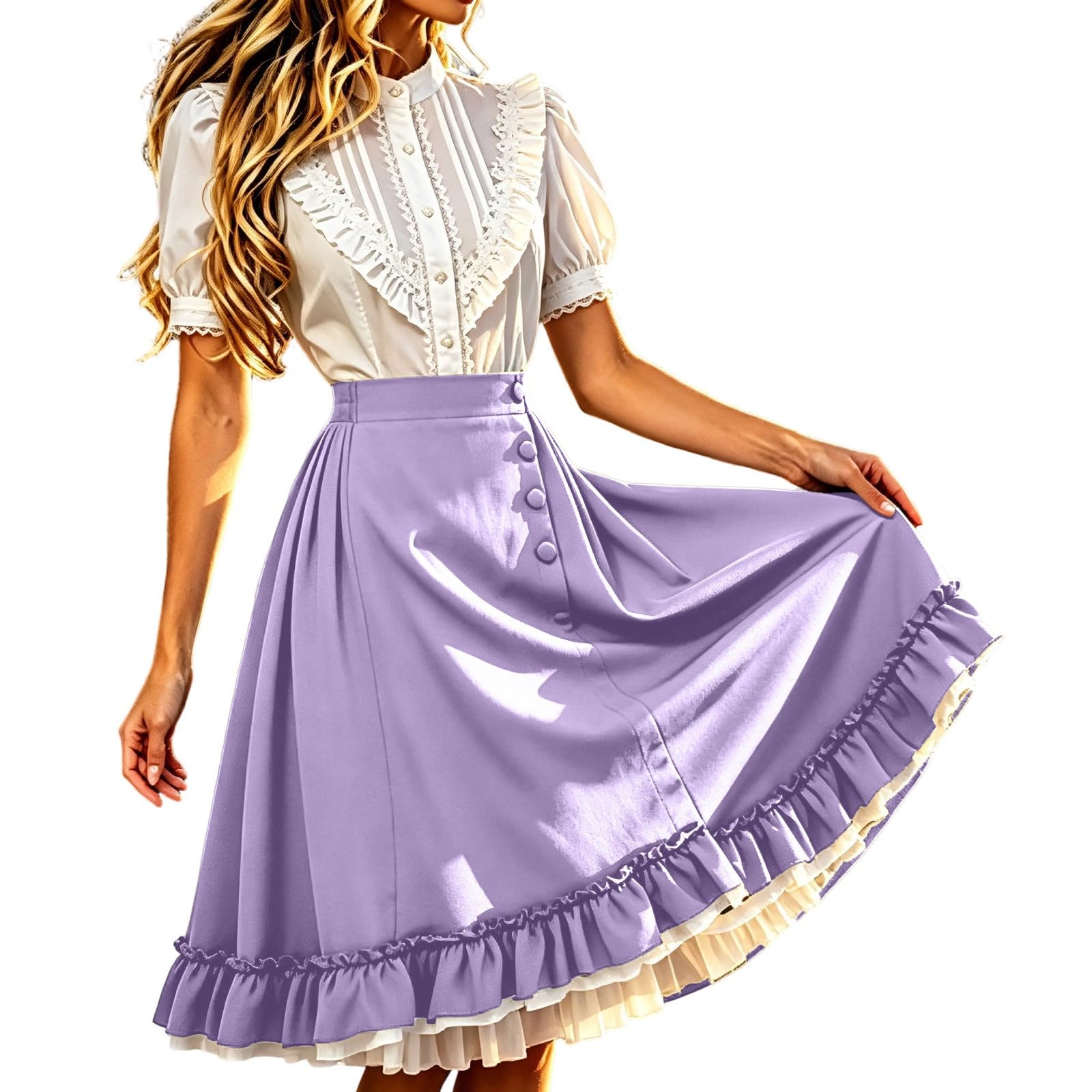 Generisch 2026 Damen Kleid Kurzarm Bier Festmode Bühnenauftritt Elegantes Partykleid mit Spitze für Feiern Alltag