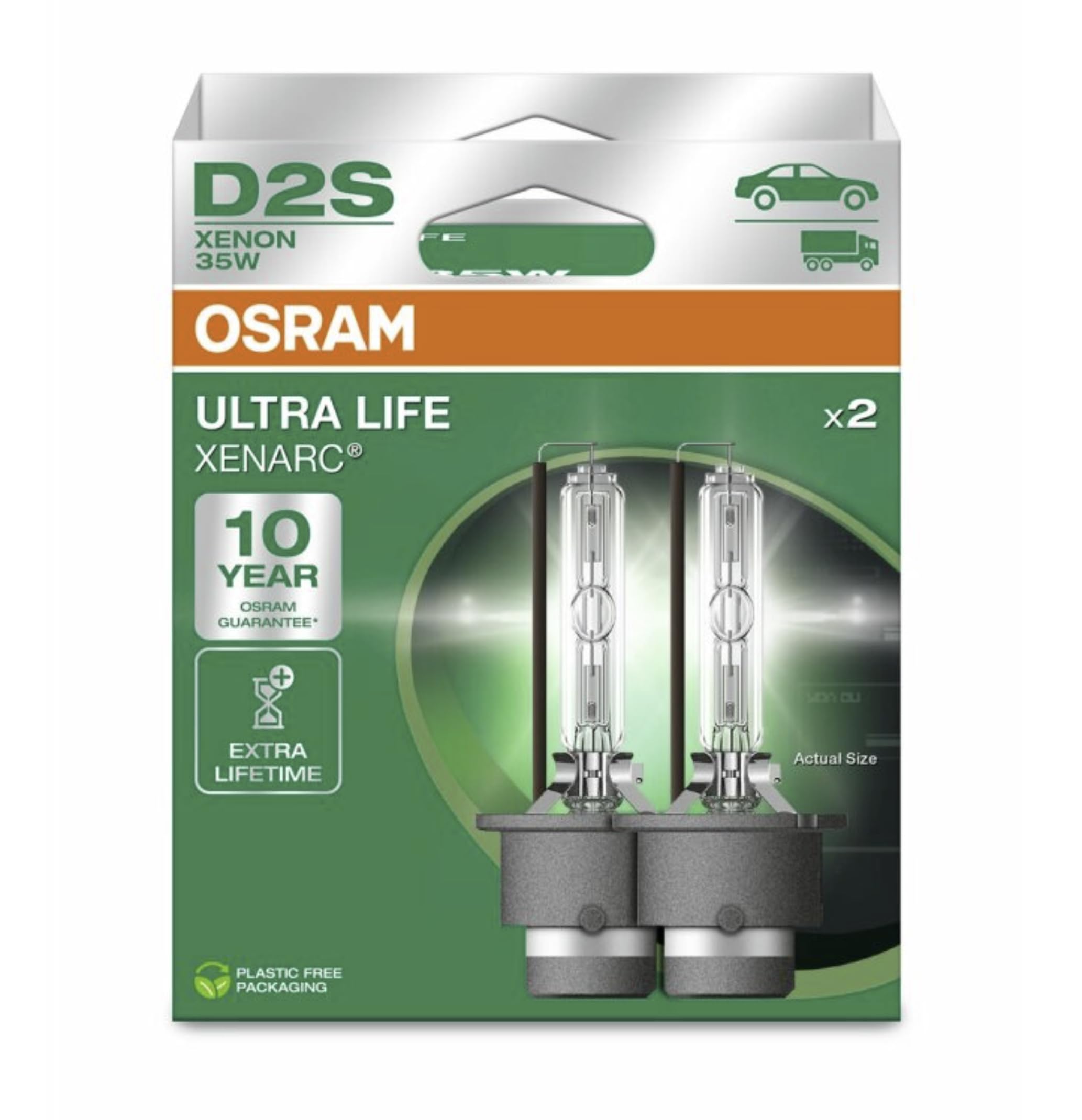 OSRAM XENARC® ULTRA LIFE, D2S, lampade per proiettori allo xeno, scatola pieghevole sospesa (2 lampade)