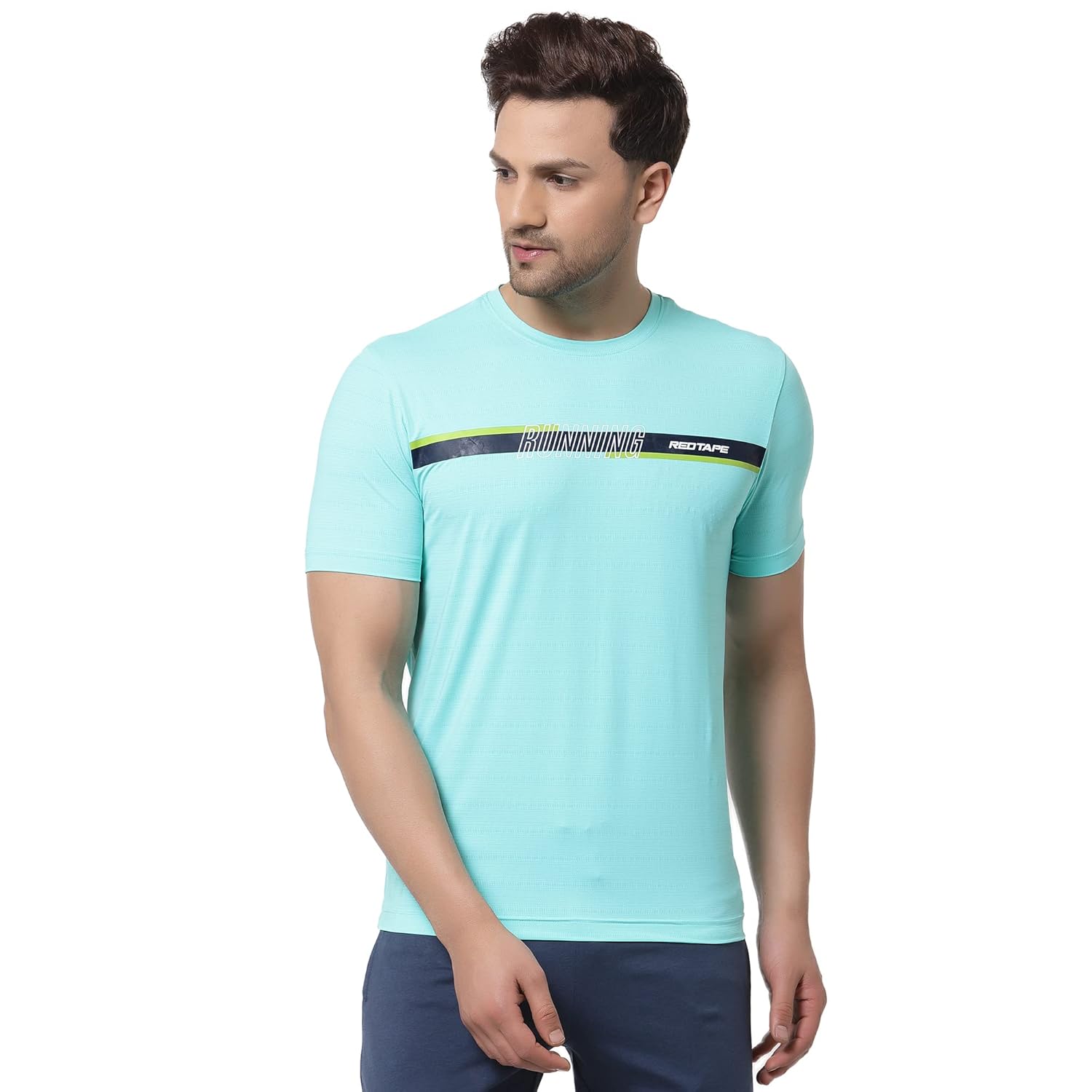Red Tape Men Aqua Graphic Print Activewear T-Shirt