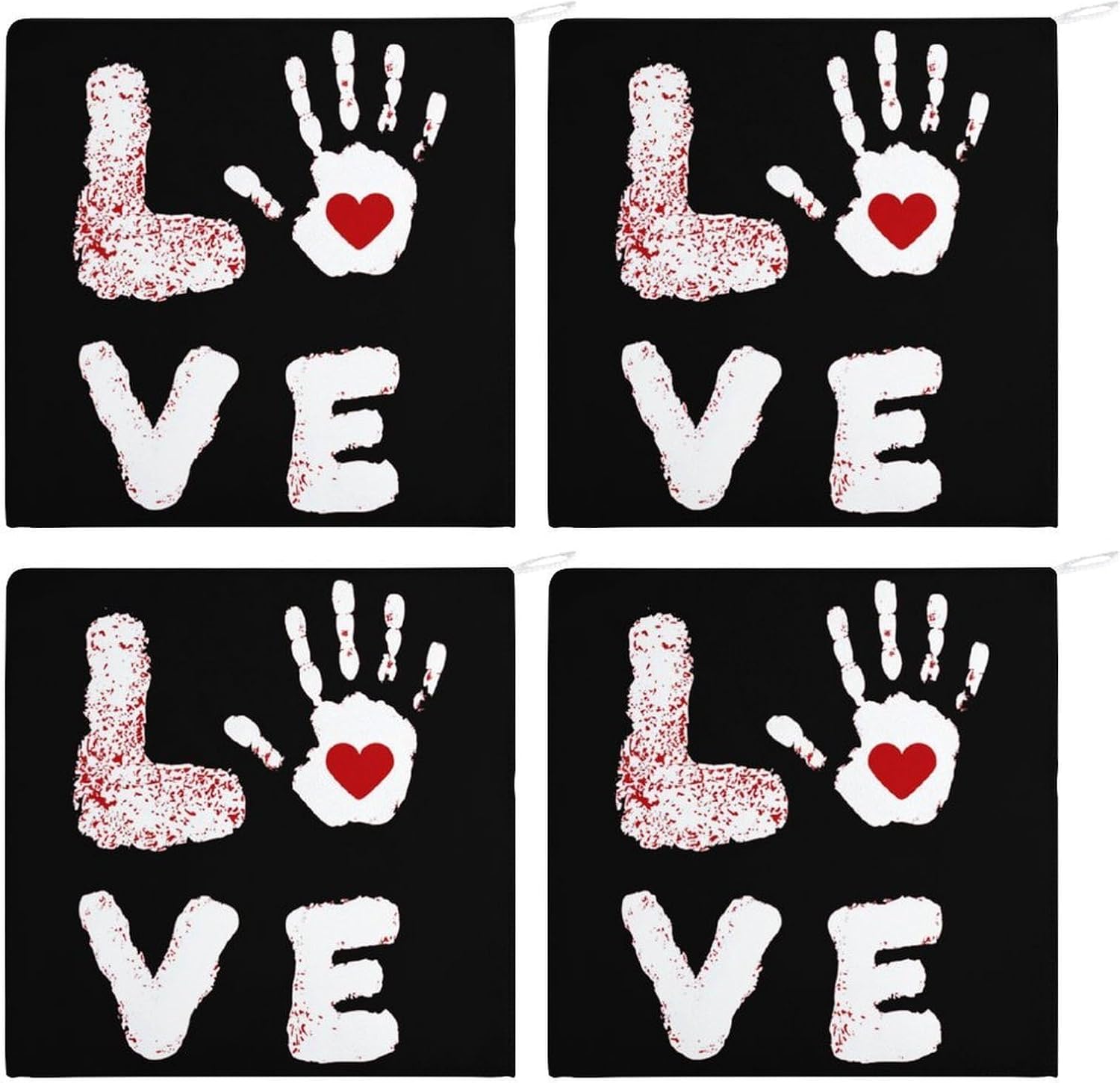 Valentine's Day Handprint Hand Towels for Bathroom Handkerchief | Absorbent,with Hanging Loop,Kitchen Towels,for Home Hotel,Soft