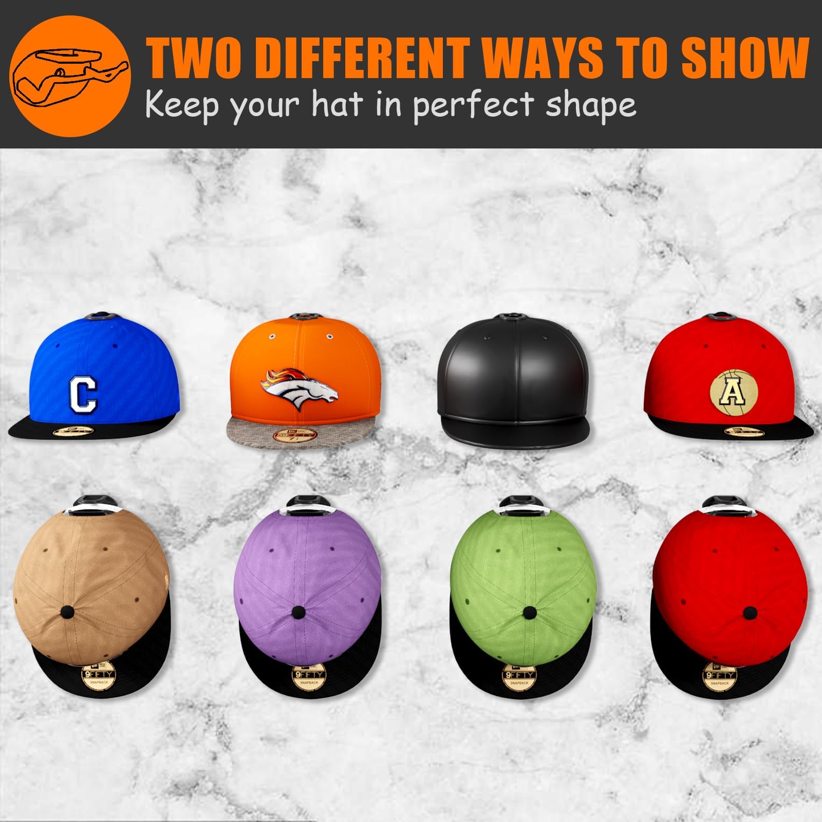 Sistema Porta Cappelli Adesivo - 24 Appendiabiti per Cappelli Senza Foratura, Soluzione Compatta per Porte, Armadi e Stanze (nero, Adesivo Forte)