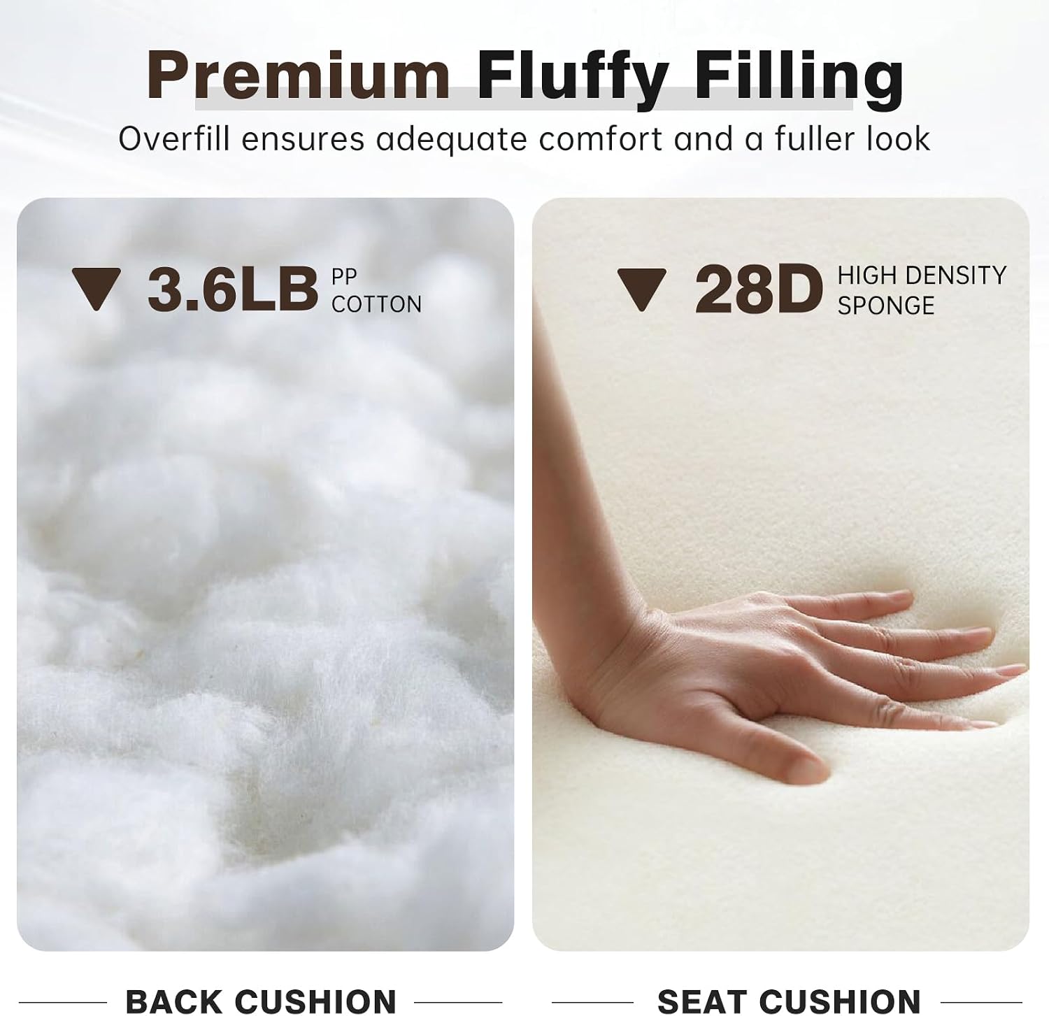 Belord Luxury 4" Thick Outdoor Cushion Set - 22 x24 Inch 28D Sponge Filling Fade-Resistant Chair Cushion, Spill Proof Removable Patio Furniture Replacement Cushions for Sofa Bench Swing - Grey