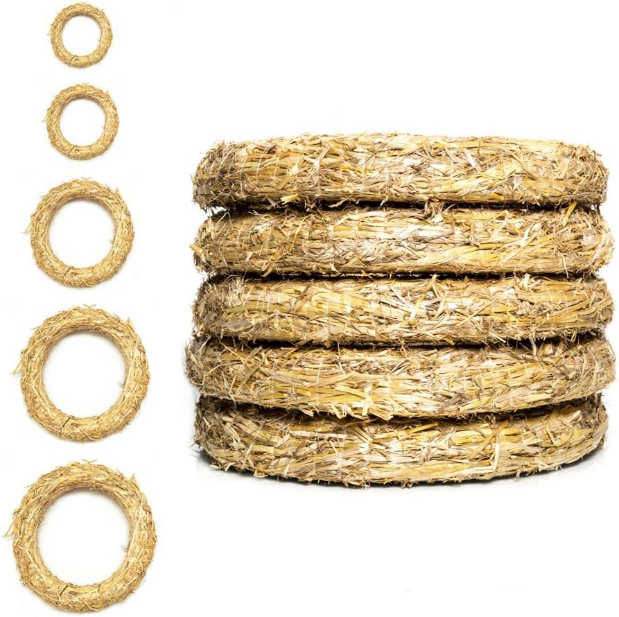 DekoPrinz Straw wreaths, 5 pc | ø 30 cm diameter, 5 cm girth straw wreaths, door wreath, decorative wreath, blank wreath, straw wreath