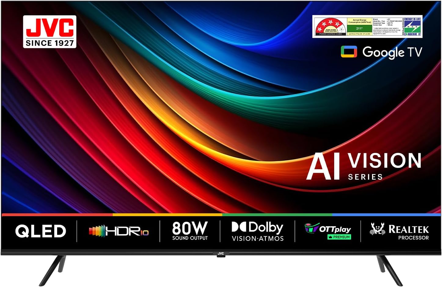 JVC 190 cm (75 inches) AI Vision Series QLED Google TV LT-75NQ7165C (Black)