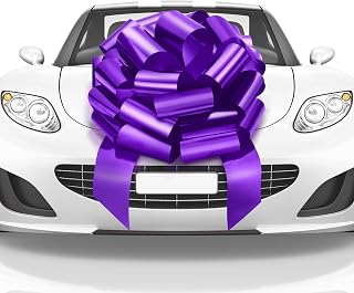 Big Car Bow (Purple, 23 inch) Giant Gift Bows, Big Bow for Car, Big Purple Bow, Large Car Bow, Big Gift Bow, Car Pull Bow, Huge Car Bows, Car Ribbon Bows with 26 Loops and 4 Stickers