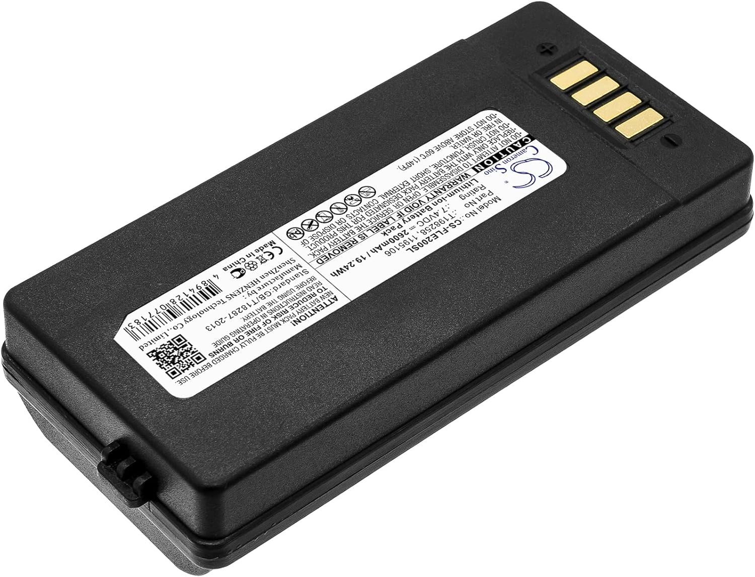 bersudut view of Cameron Sino CS-FLE200SL battery, showing the contact pins