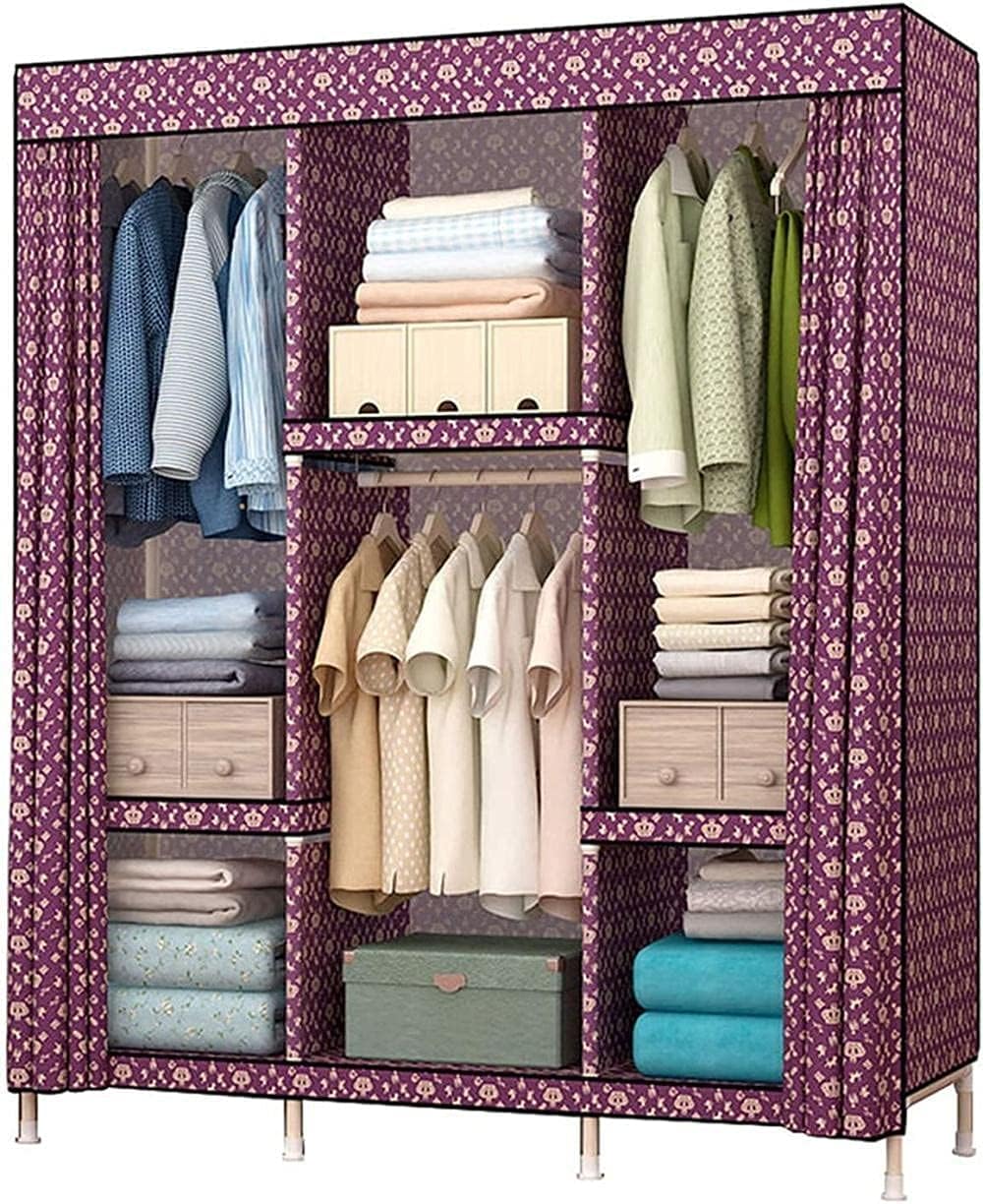 Assemble The Wardrobe Home Large Wardrobe Organiser Stable Portable Fabric Wardrobe 168 130CM Clothes Rack (Color : C Size : 168 130CM) (B 168 * 130CM)