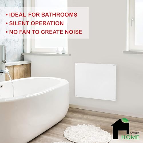 Miniatura 5 de EconoHome Panel de calentador de espacio para montaje en pared, calentador de convección a prueba de salpicaduras de 250 vatios con termostato,