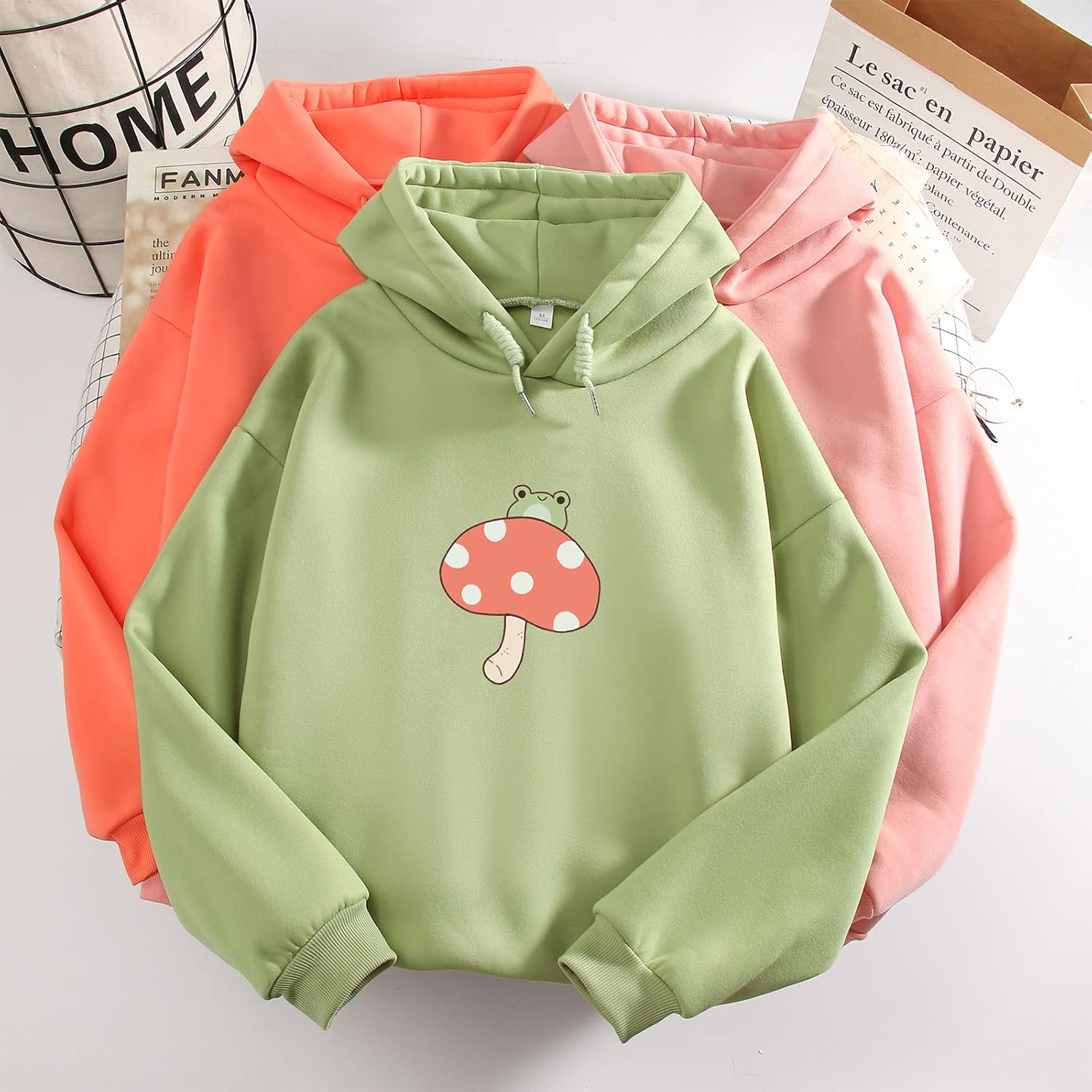 KEEVICI Women Cute Frog Sweatshirt Kawaii Mushroom Hoodie for Teen Girls Aesthetic Cottagecore Clothes Feminino Hoodies - Image 3