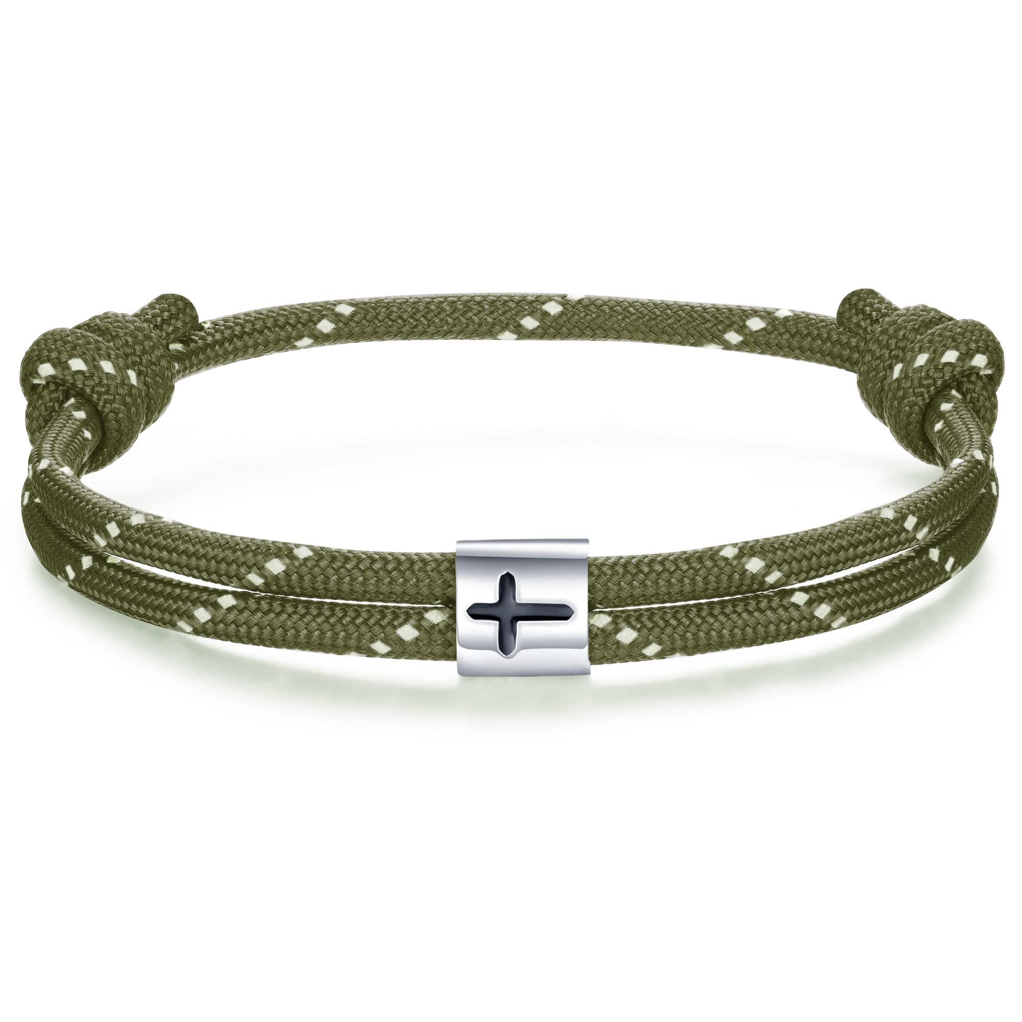 J.EndéarJ.Endéar Pulsera Náutica Cruz Hombres | Paracord Hecho A Mano con 925 Plata Cruz Espíritu Pulsera | Hombre Mujer surfista Verano Mar Regalo Comunión Joyería