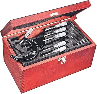 Starrett Outside Micrometer Set with One-Piece Friction Thimble, Tapered Frame and Satin Chrome Finish - Quick and Easy Adjustment, 0-6