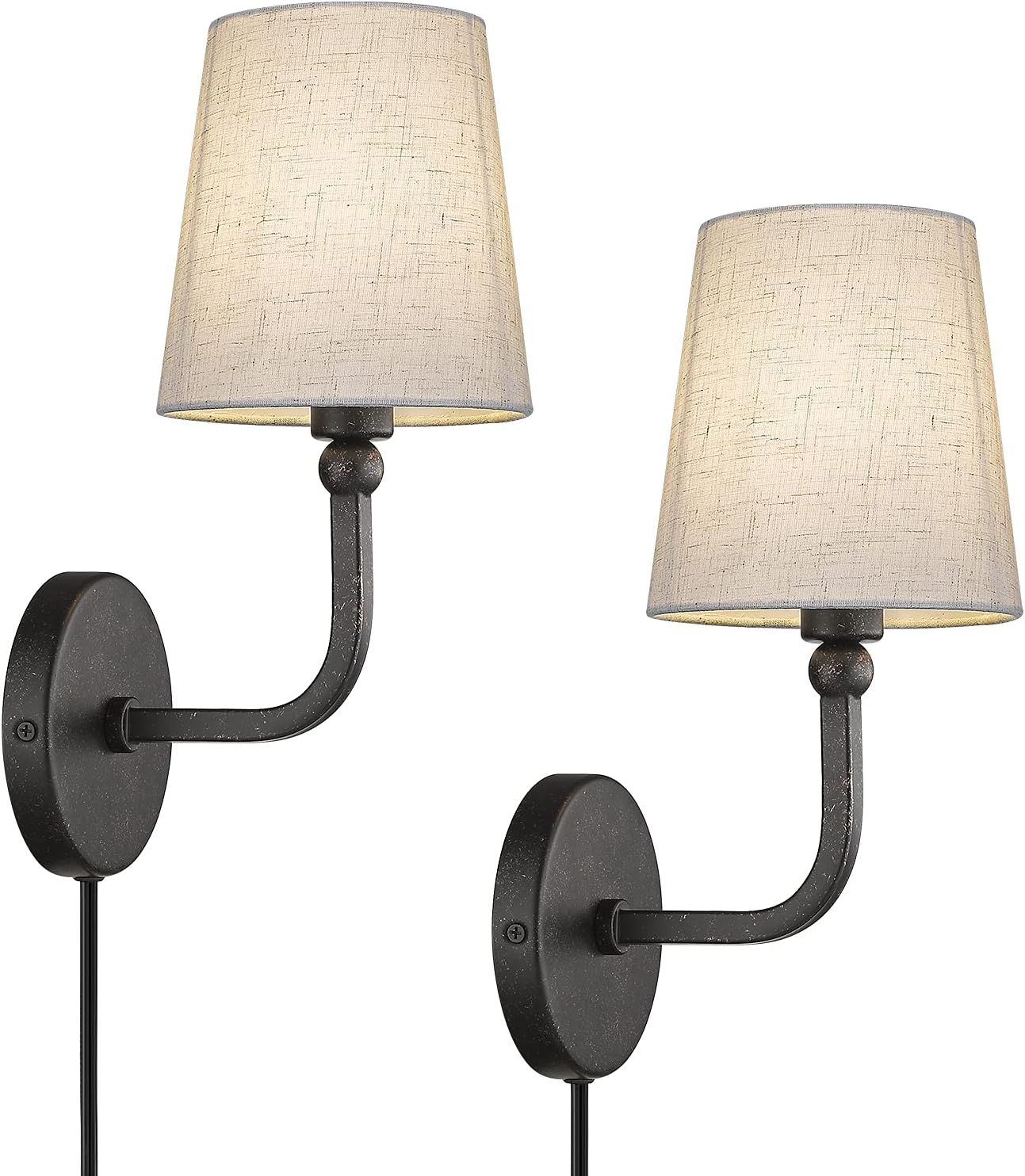 Buy METWET Wall Lamps Plug in, Bedside Wall Sconces in Black Finish and