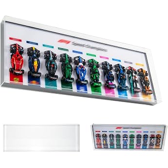 Wall Mount Display Compatible with F1 Speed Champions 110 x 40 cm Wall Mount with Dust Cover Frame for 10 Racing Cars 77242-77251 Frame for Hobby Room and Office Not Included Model