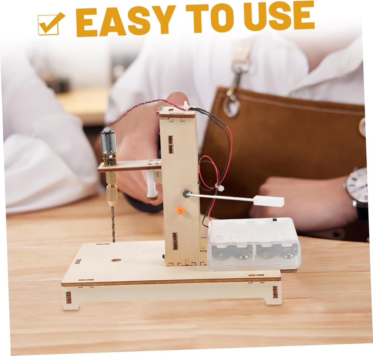 Diy Drill Press Mini Table Mini Bench Drill Science Project Kit for Boys and Girls Woodworking Tool
