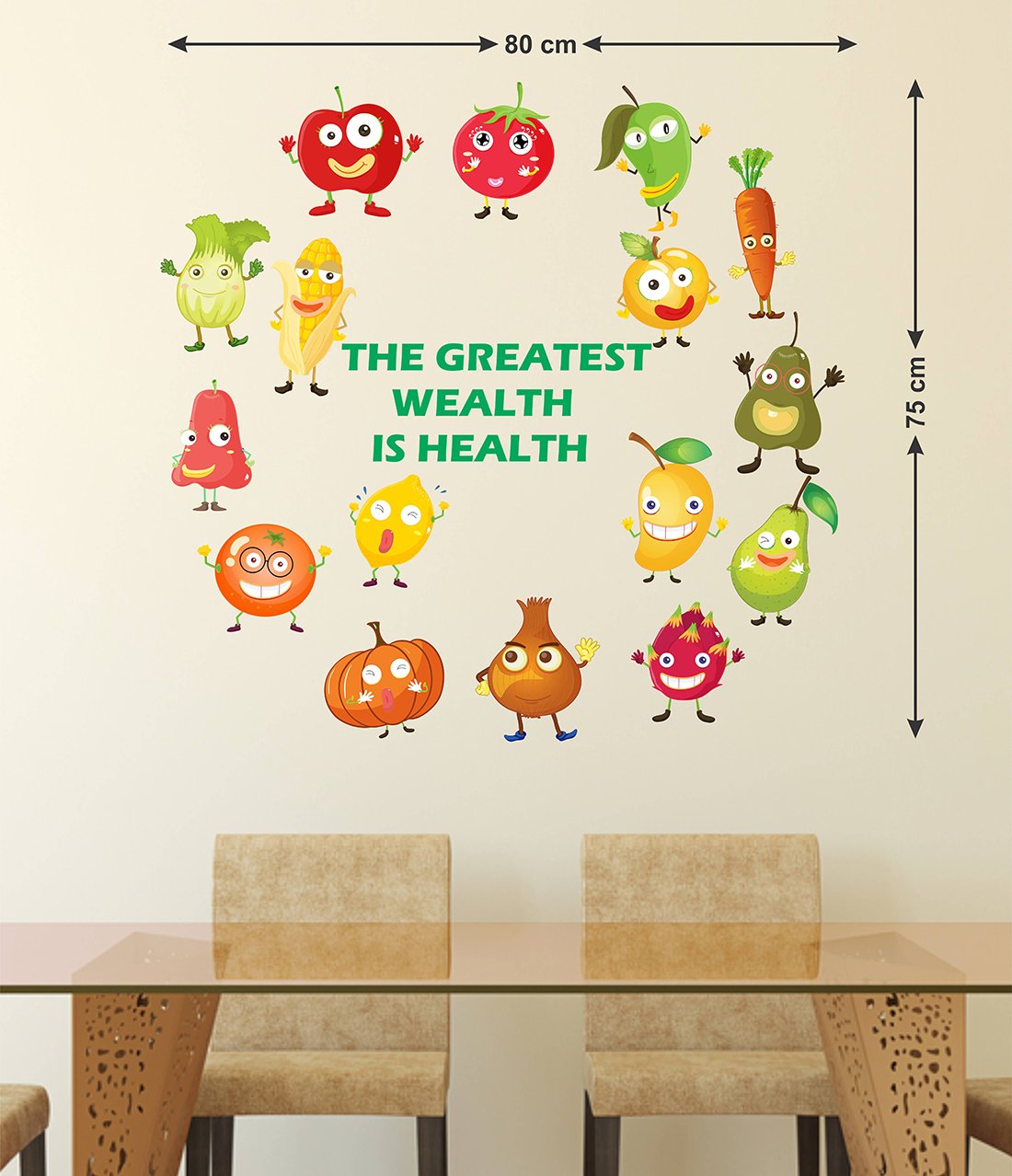 Tuffuk Wealth is Health Multi Large |Self Adhesive | Wall Stickers | PVC Vinyl | Non-Reusable | Pack of 1 |(60 cm x 50 cm) FI2121 (B0BRWDWXQD) Amazon Price History, Amazon Price Tracker