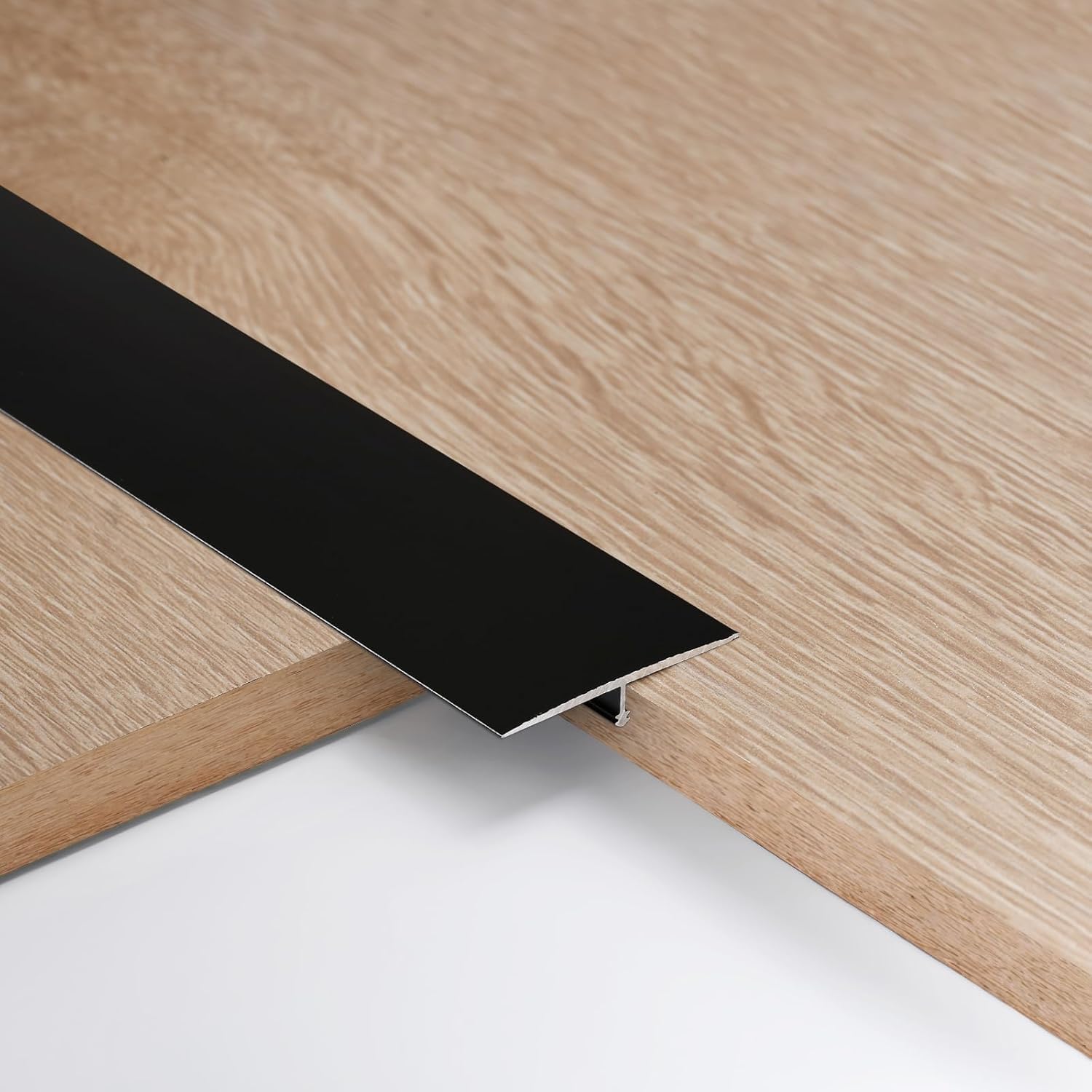 4pcs 2cm Aluminum T Molding Floor Transition Strip Metal Flat Divider Strip for Joining Floor Gaps Laminate Profile Flooring Edge Trim Cover Strips,0.9m Black โ image 1