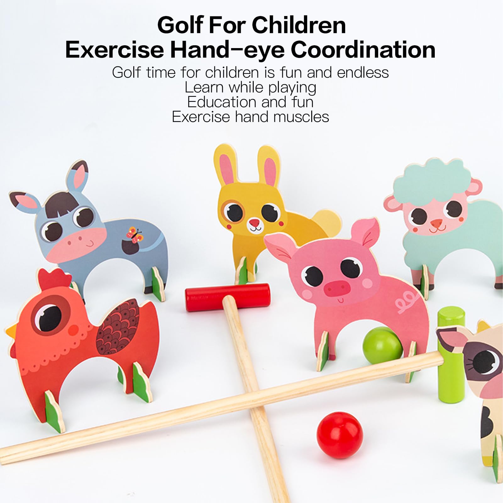 Jeu De Croquet Relaxdays En Bois - 4 Joueurs - Set Complet Avec Sac - Pour Jardin Et Extérieur