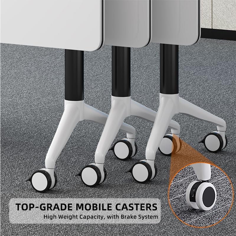 Conference Table, Folding Conference Room Tables with Flip-Top Design, Mobile Seminars Dynamic Meetings Training Tables for Offices, Classrooms, and Meeting Room (Walnut, 63×23.6×29.5in)