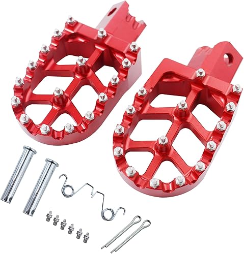 Estriberas universales de aluminio CNC Estriberas Pedales Reposapiés para CRF50 CRF70 CRF110 XR 50 XR 70 XR 110 pit bike Dirt Bike motocicleta (rojo)