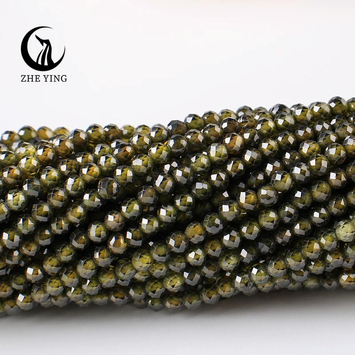 50 Fili 2 3 4 mm zirconi Naturali sfaccettati Gemme sciolte Perline di zircone per Accessori per la creazione di Gioielli-Cachi-2 mm (Circa 185 Pezzi