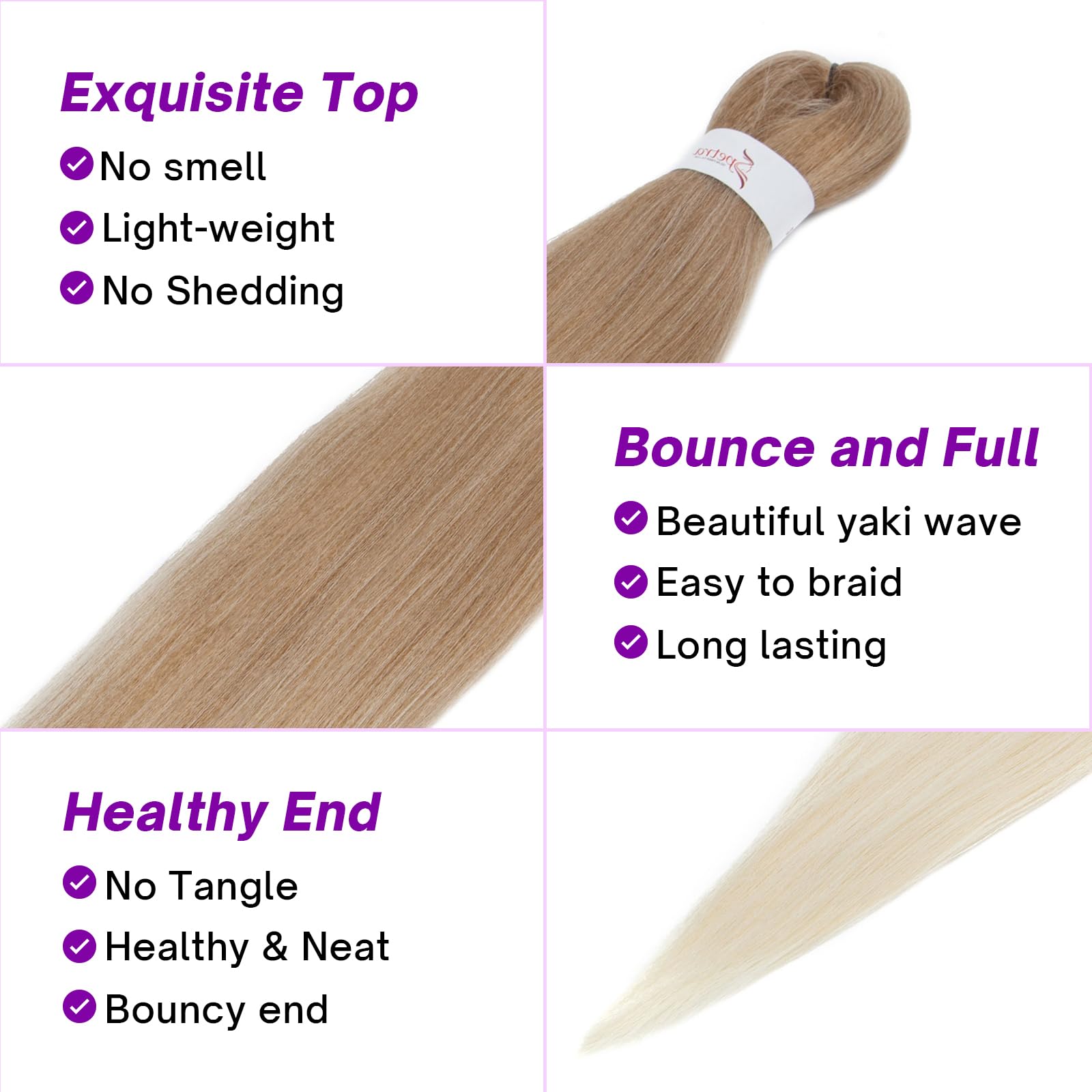 S-noilite Long EZ Braids Pre-Stretched Easy Braiding Hair Extensions for Crochet Box Twist Braids Ombre Yaki Texture Synthetic Hair Hot Water Setting,26 Inch 3 Packs 270g,Ash Blonde to Bleah Blonde - Image 3