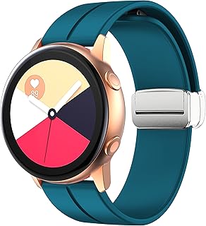 コンパチブル Galaxy Watch 6/5/4 40mm 44mm/5 Pro 45mm/Galaxyウォッチ6 Classic 43mm 47mm/4 Classic 42mm 46mm/3 41mm/Active 2 40mm 44mm、女性男性のための20mmシリコーン バンド ブレスレット スポーツ ストラップ マグネット、シアン