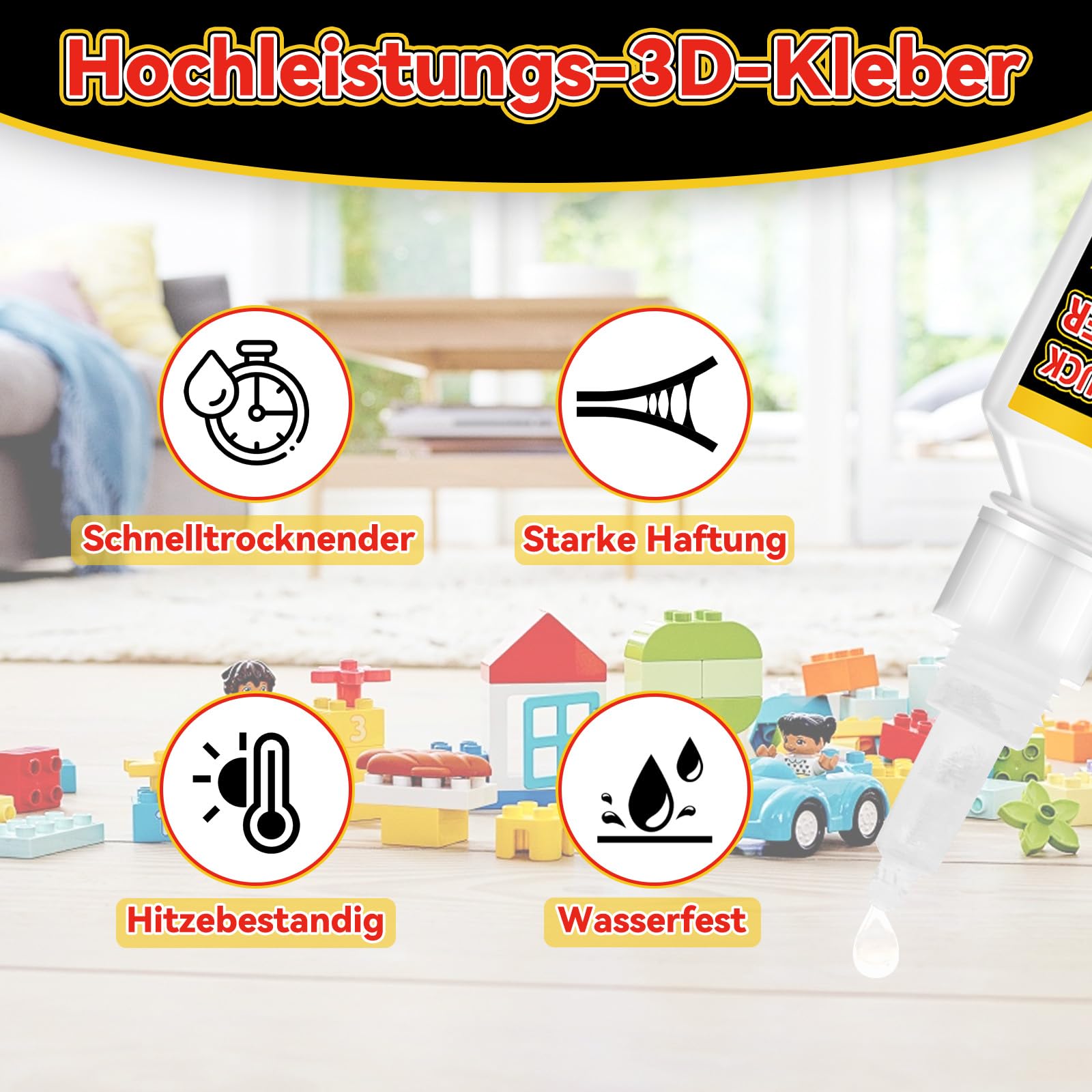 AstraVox Colla per Modellismo 60g con 6 Pipette, Colla Stampante 3d per PLA, PETG, ABS e TPU, Impermeabile, ad Asciugatura Rapida, Adesione Super Forte (trasparente)