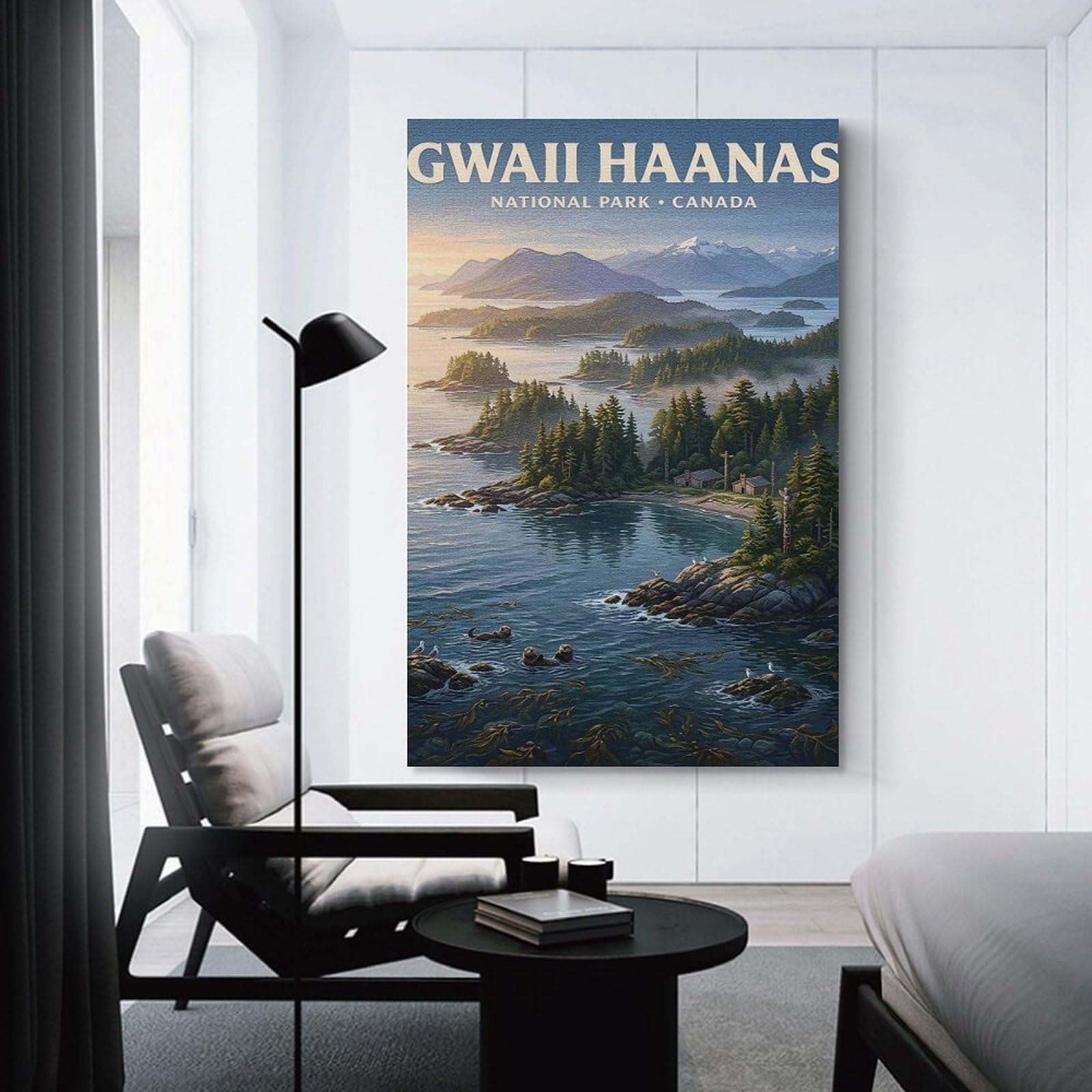 Junmoney Canvas Wall Picture Gwaii Haanas National Park, Canada, 24x36inch(60x90cm), for Restful Interiors, Bedrooms Or Small Rooms, Home Artwork with A Soft Interior Feel