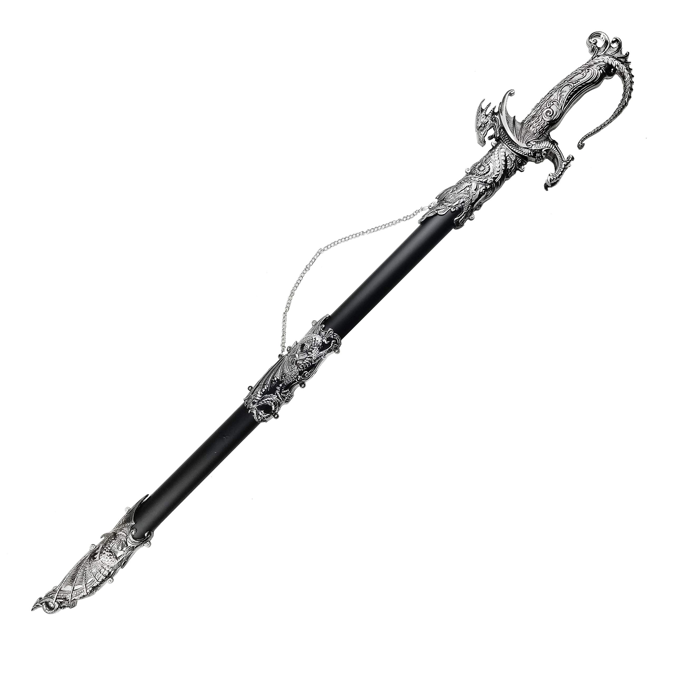 Saint George Dragon Saber Fantasy Knight Sword - Dull Blade - for Collections, Gifts