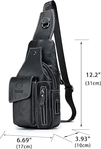 Miniatura 179 de LUKZIJAES Bolso bandolera de cuero genuino para hombre marrón (#1-Brown)