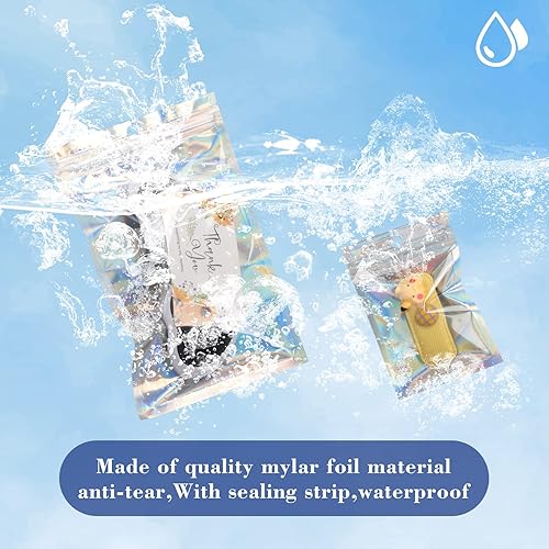 Miniatura 5 de 120 bolsas de Mylar resellables, a prueba de olores, para almacenamiento de alimentos, bolsas de embalaje holográficas con ventana frontal para