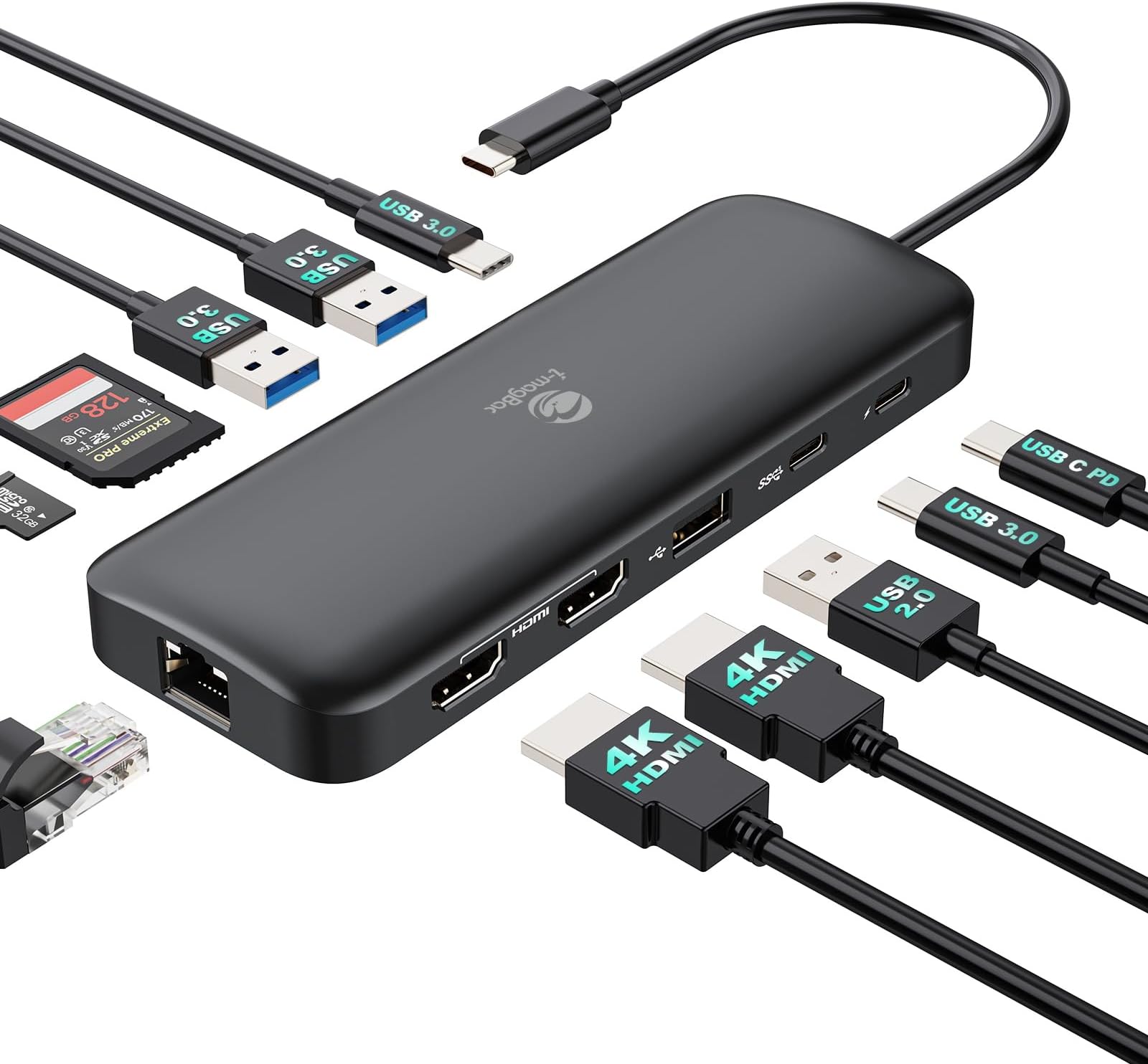 Amazon.com: i-magBac Laptop Docking Station Dual Monitor 11-in-1 USB C ...