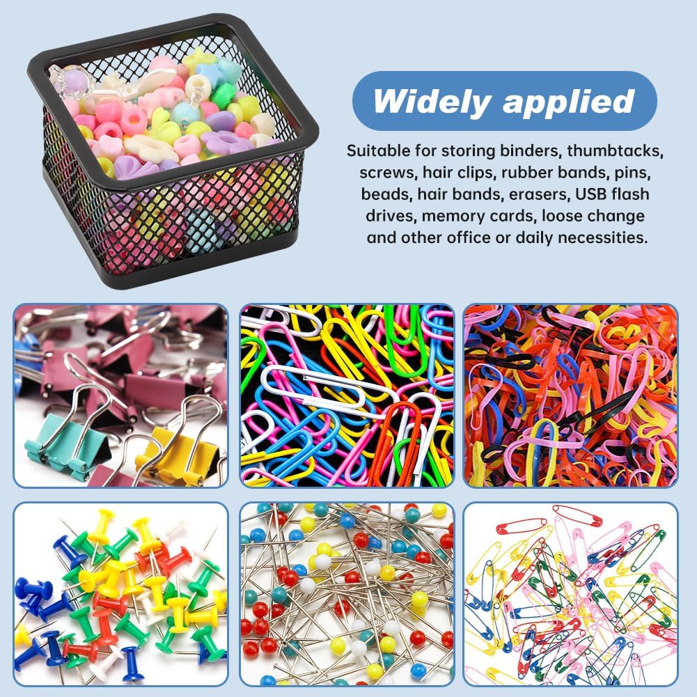 4pcs Mesh Paper Clip Holder Stackable PaperClip Organizer for Desk Mesh Paperclip Dispenser Organizer Paperclips Holder for Office Binder Box(COLOR:black)