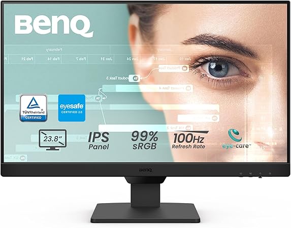 BenQ GW2490 24" Computer Monitor 100Hz FHD 1920x1080p IPS Eye-Care Tech VESA Mount Thin Bezel Low Blue Light Adaptive Brightness Wall Mount Built-in Speakers DisplayPort HDMI Port2