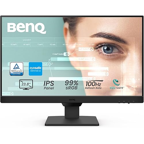 BenQ GW2490 24" Computer Monitor 100Hz FHD 1920x1080p IPS Eye-Care Tech VESA Mount Thin Bezel Low Blue Light Adaptive Brightness Wall Mount Built-in Speakers DisplayPort HDMI Port2