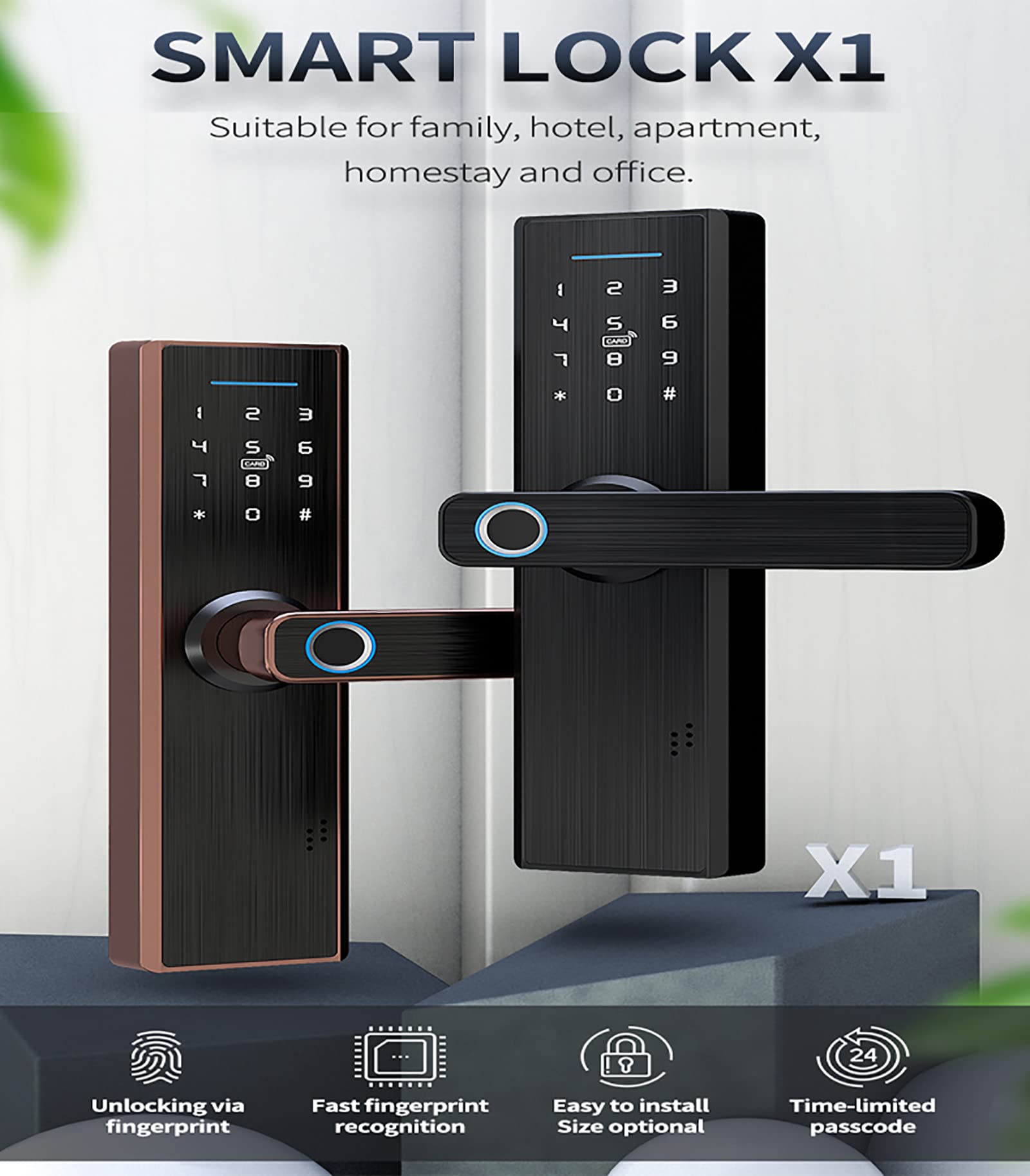 Amazon.co.jp: 玄関ドア用スマートロック、指紋ドアロック、ハンドル