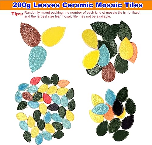Miniatura 3 de Mosaico de cerámica manchado con forma de hojas de 7.05 oz para manualidades, piezas de mosaico de varios tamaños de 0.9  2 pulgadas, azulejos de